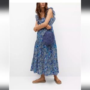 Mango paisley dress with ruffles size small 4